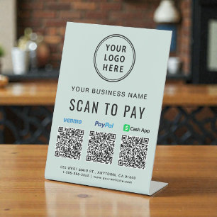 Scannen Sie PayPal Venmo CashApp QR-Code-Logo Mint Sockelschild