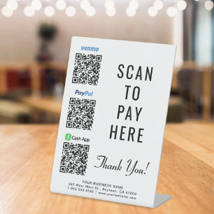 Scannen Sie Paypal Venmo CashApp QR-Codes zum Beza Sockelschild