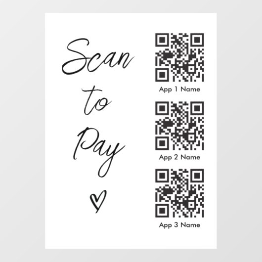 Scannen Sie QR-Code für die Bezahlung digitaler Za Fensteraufkleber (Blatt)