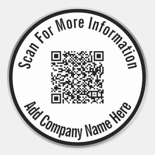 Scannen Sie QR-Code für weitere Informationen Schw Runder Aufkleber (Vorderseite)