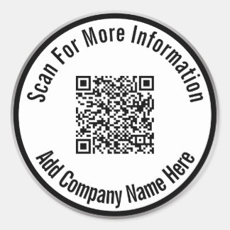 Scannen Sie QR-Code für weitere Informationen Schw Runder Aufkleber