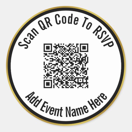 Scannen Sie QR-Code in UAWG Event Name Schwarz-wei Runder Aufkleber (Vorderseite)