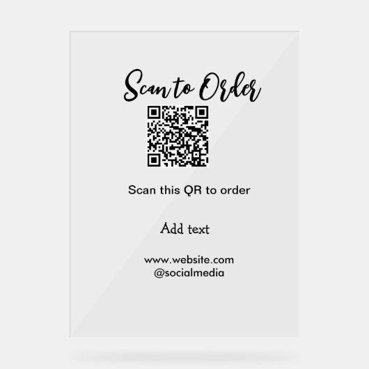 Scannen Sie QR-Code, um E-Mail der Website hinzuzu Acrylschild (Vorderseite)