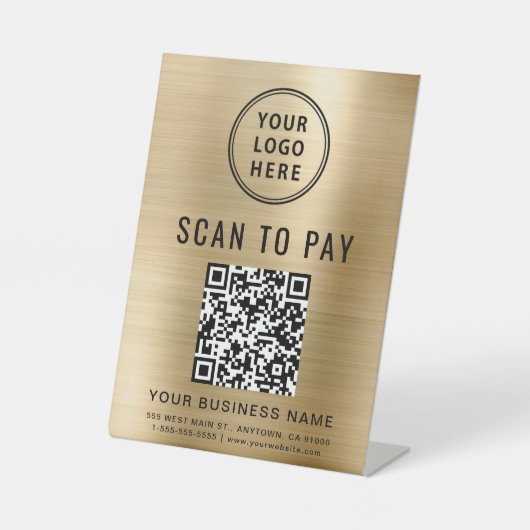 Scannen Sie QR-Code und Logo-Business Gold Sockelschild (Vorderseite)