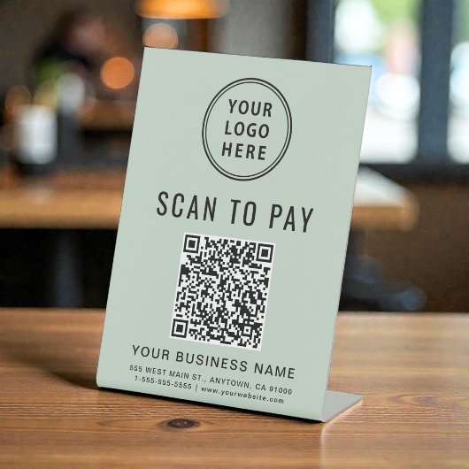 Scannen Sie QR-Code und Logo-Business-Sage Sockelschild