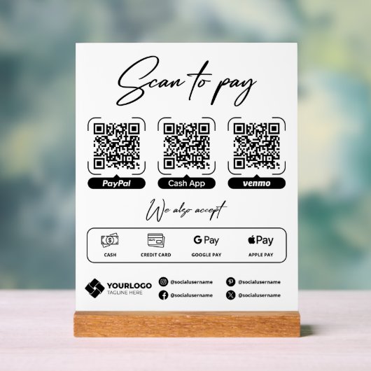 Scannen Sie QR-Code-Zahlung für Zeichen Acrylschild (Neutral)