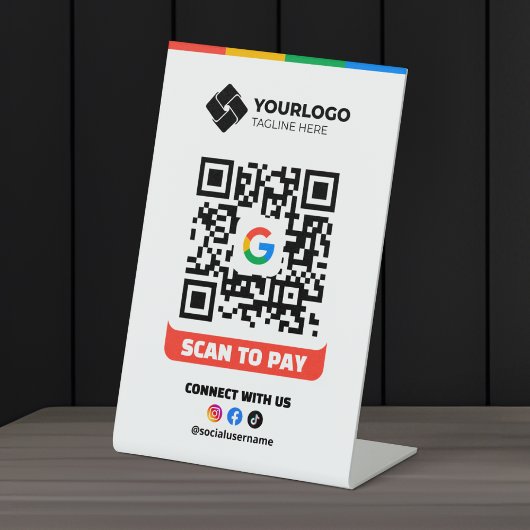 Scannen Sie QR-Code-Zahlung Google-Pay-Logo Sockelschild