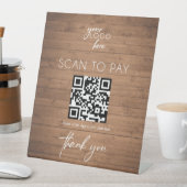 Scannen Sie rustikale Holzfirma zu bezahlen Sockelschild (In Situ)