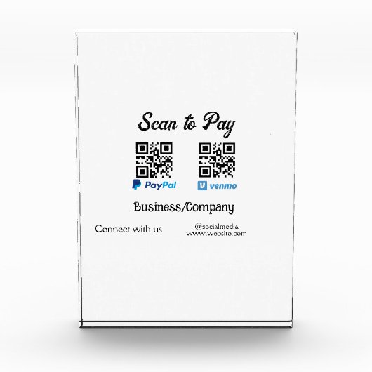 Scannen Sie, um den QR-Code PayPal Venmo zu bezahl Fotoblock (Vorderseite)