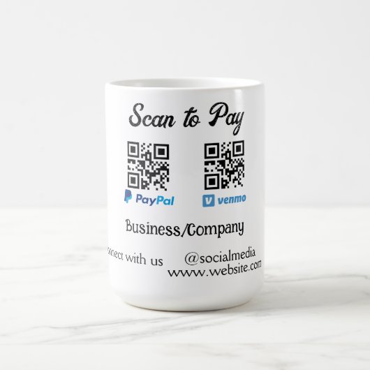 Scannen Sie, um den QR-Code PayPal Venmo zu bezahl Kaffeetasse (Mittel)