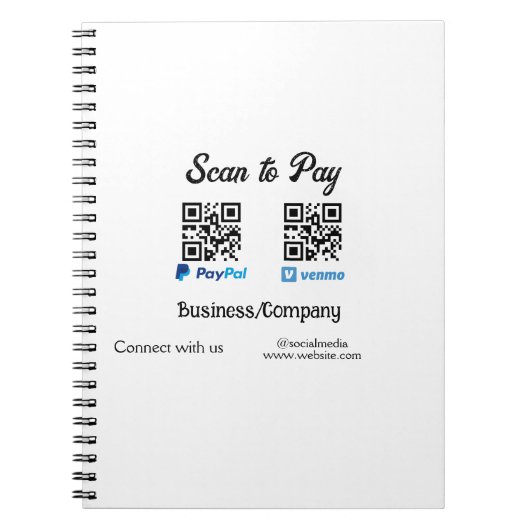 Scannen Sie, um den QR-Code PayPal Venmo zu bezahl Notizblock (Vorderseite)