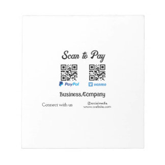 Scannen Sie, um den QR-Code PayPal Venmo zu bezahl Notizblock