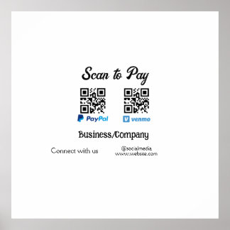 Scannen Sie, um den QR-Code PayPal Venmo zu bezahl Poster