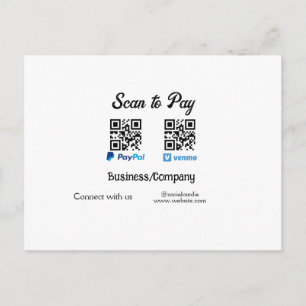 Scannen Sie, um den QR-Code PayPal Venmo zu bezahl Postkarte