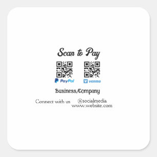 Scannen Sie, um den QR-Code PayPal Venmo zu bezahl Quadratischer Aufkleber