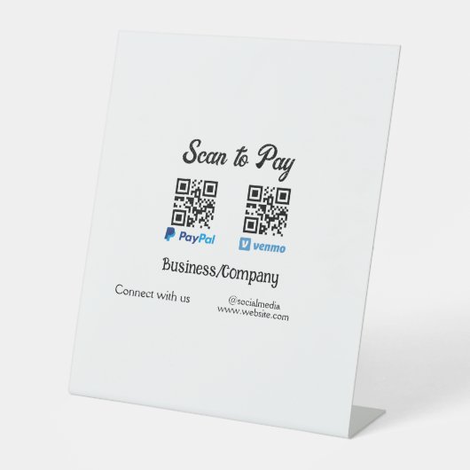 Scannen Sie, um den QR-Code PayPal Venmo zu bezahl Sockelschild (Vorderseite)