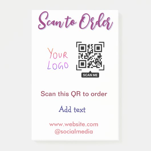 scannen Sie, um Ihre Logo-Website-E-Mail-QR-Code r Post-it Klebezettel (Vorderseite)