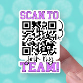 Scannen Sie, um in mein Team Lila QR Code Small Bu Aufkleber