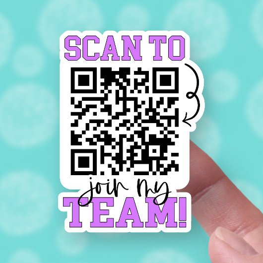 Scannen Sie, um in mein Team Lila QR Code Small Bu Aufkleber