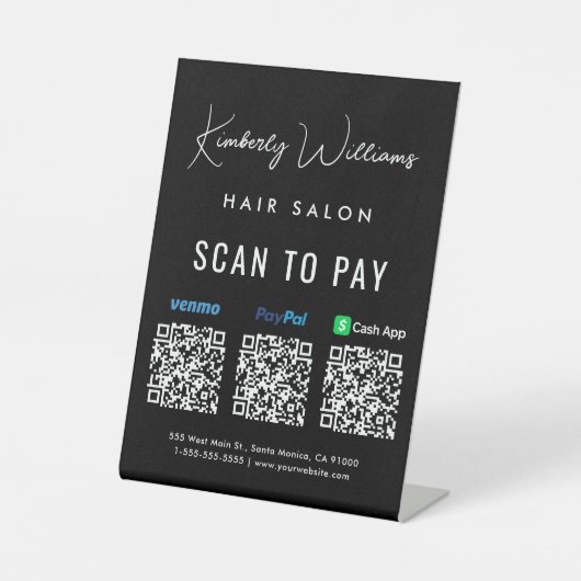 Scannen Sie, um Paypal Venmo CashApp QR Code Busin Sockelschild (Vorderseite)