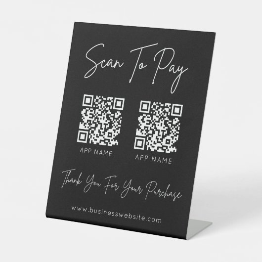 Scannen Sie, um QR-Code Black Pedestal-Zeichen zu  Sockelschild (Vorderseite)