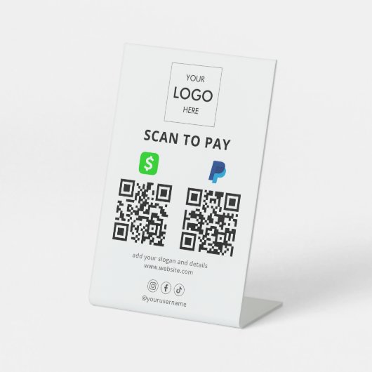 Scannen Sie, um QR Code Social Media zu bezahlen Sockelschild (Vorderseite)