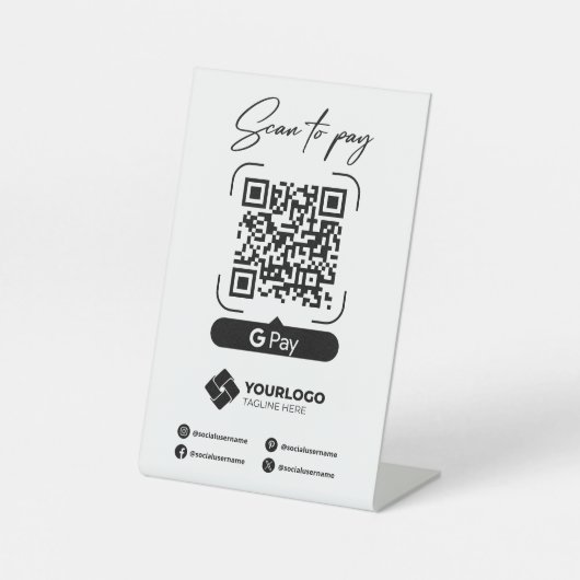 Scannen Sie, um QR-Code zu bezahlen Google Pay Pay Sockelschild (Vorderseite)