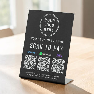 Scannen Sie, um Venmo Zelle CashApp QR-Code Schwar Sockelschild