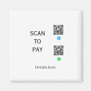 scannen Sie Venmo CashApp QR-Code-Details hier nam Magnet