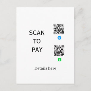 scannen Sie Venmo CashApp QR-Code-Details hier nam Postkarte