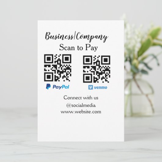 Scannen Sie zu zahlen q oder Code Paypal venmo Füg Einladung (Stehend Vorderseite)