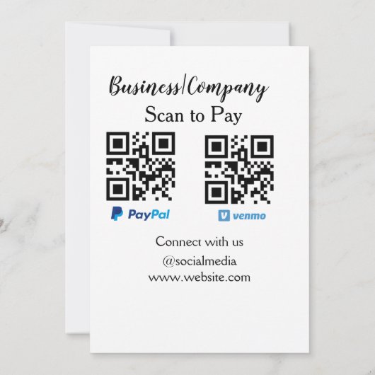 Scannen Sie zu zahlen q oder Code Paypal venmo Füg Einladung (Rückseite)