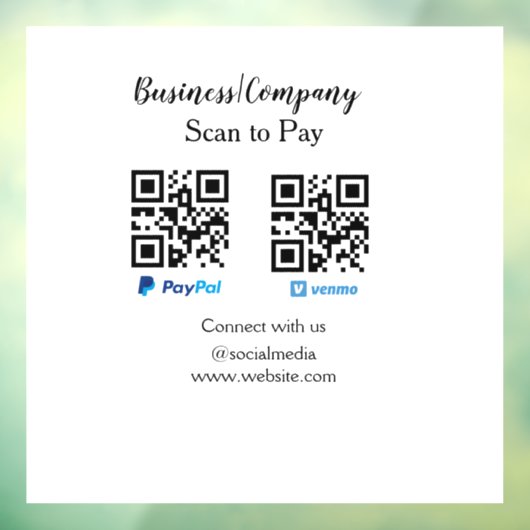 Scannen Sie zu zahlen q oder Code Paypal venmo Füg Fensteraufkleber (Blatt 3)