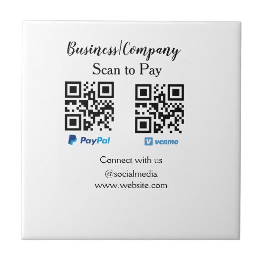 Scannen Sie zu zahlen q oder Code Paypal venmo Füg Fliese (Vorderseite)