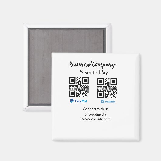 Scannen Sie zu zahlen q oder Code Paypal venmo Füg Magnet (Vorderseite/Rückseite)