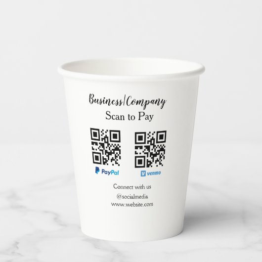 Scannen Sie zu zahlen q oder Code Paypal venmo Füg Pappbecher (Rückseite)