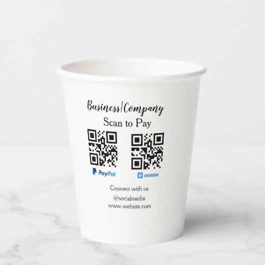 Scannen Sie zu zahlen q oder Code Paypal venmo Füg Pappbecher (Vorderseite)