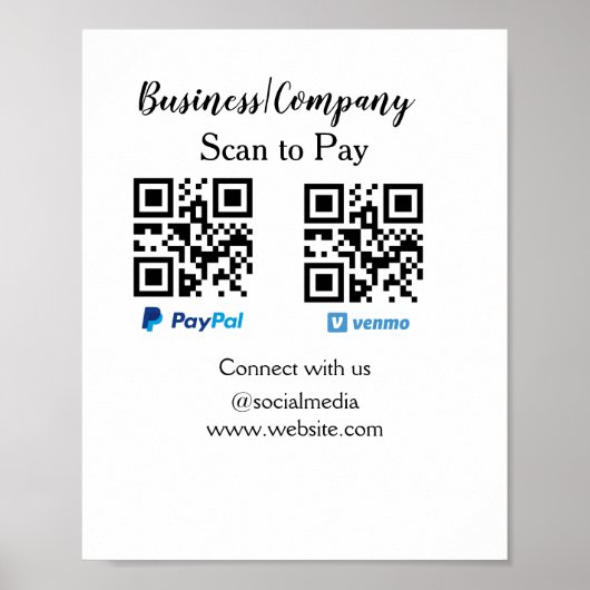 Scannen Sie zu zahlen q oder Code Paypal venmo Füg Poster (Vorne)