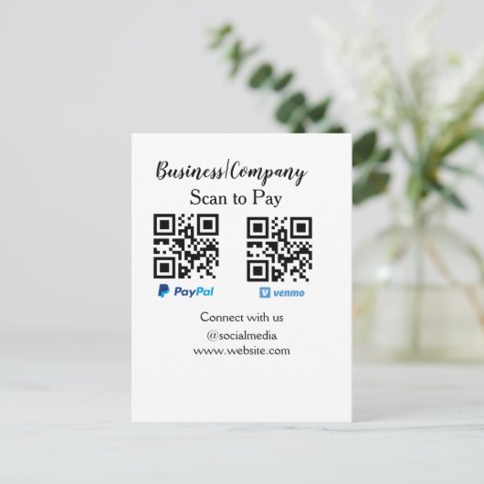 Scannen Sie zu zahlen q oder Code Paypal venmo Füg Postkarte (Stehend Vorderseite)