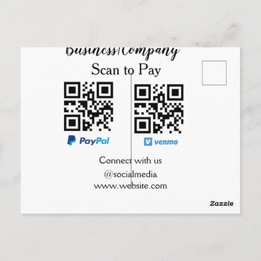 Scannen Sie zu zahlen q oder Code Paypal venmo Füg Postkarte (Rückseite)