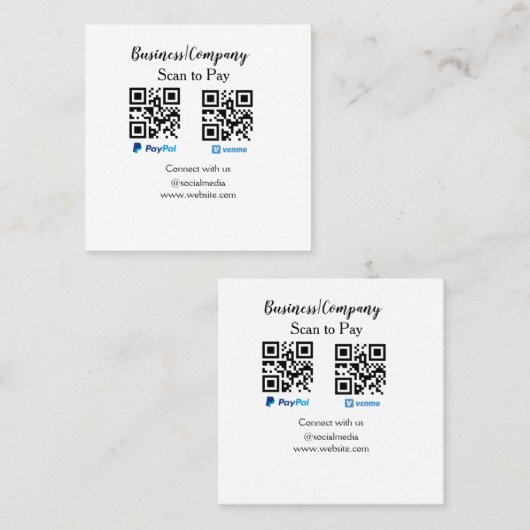 Scannen Sie zu zahlen q oder Code Paypal venmo Füg Quadratische Visitenkarte (Vorne/Hinten)