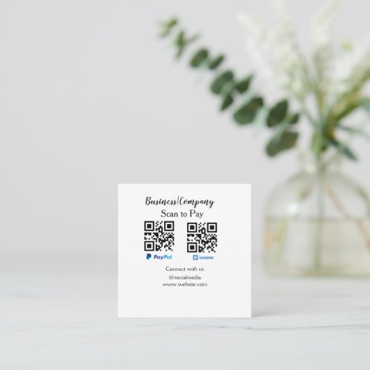 Scannen Sie zu zahlen q oder Code Paypal venmo Füg Quadratische Visitenkarte (Stehend Vorderseite)