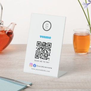Scannen Sie zum Bezahlen Geschäft-Logo QR-Code Sockelschild