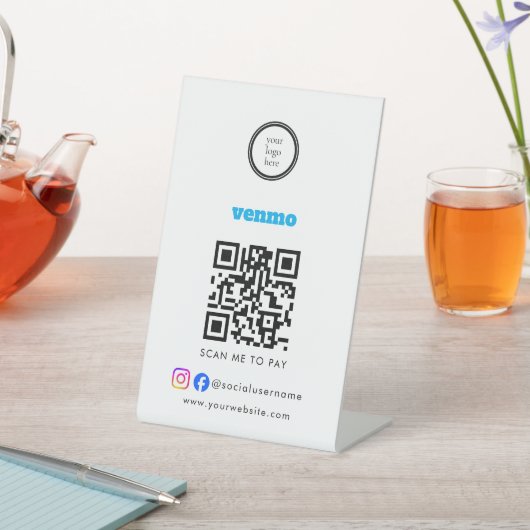 Scannen Sie zum Bezahlen Geschäft-Logo QR-Code Sockelschild (In SItu)