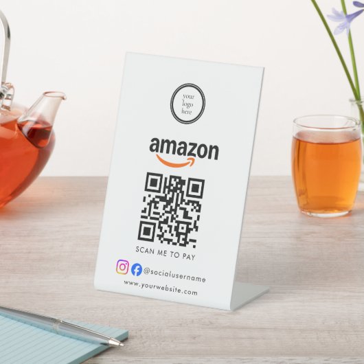 Scannen Sie zum Bezahlen Geschäft-Logo QR-Code Sockelschild (In SItu)