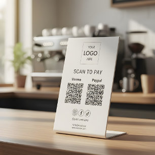 Scannen Sie zum Bezahlen Geschäft-Logo Qr-Code Sockelschild