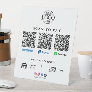 Scannen Sie zum Bezahlen Geschäft-Logo Qr-Code Zah Sockelschild