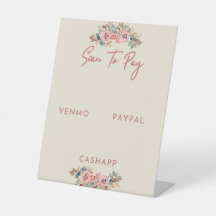 Scannen Sie zum Bezahlen von Floral Themed Sockelschild