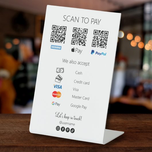 Scannen, um Qr Code Venmo Business Einfach Weiß Sockelschild