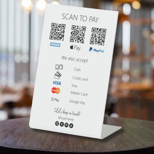 Scannen, um Qr Code Venmo Business Einfach Weiß Sockelschild